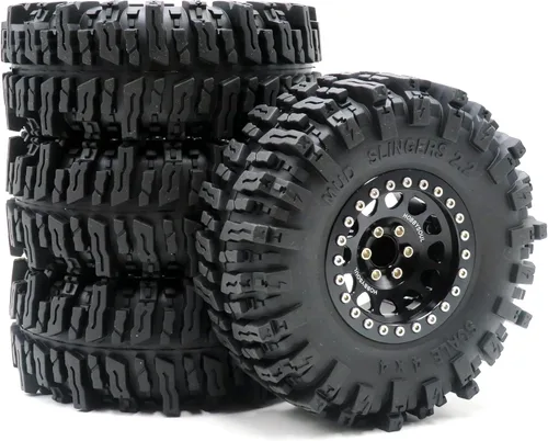 HOBBYSOUL RC Crawler 2.2 Beadlock Ruedas y neumáticos de 4.882 in de alto, suaves y pegajosos, llantas hexagonales de 0.472 in para actualizaciones