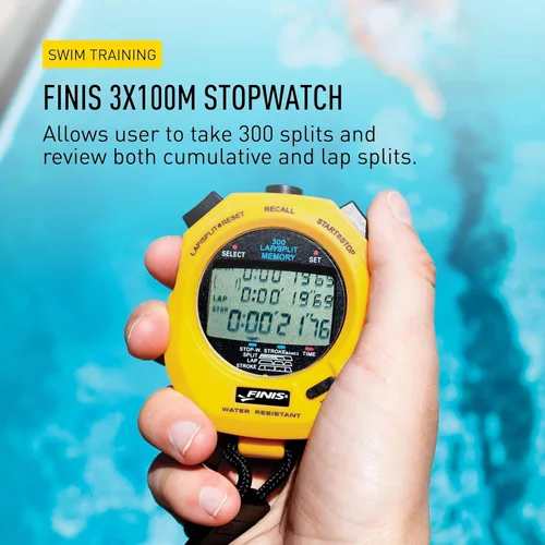 Miniatura 2 de FINIS Cronómetro impermeable para entrenamiento de natación - Memoria dividida de 300 - Modo de frecuencia de carrera - Pantalla de fácil lectura