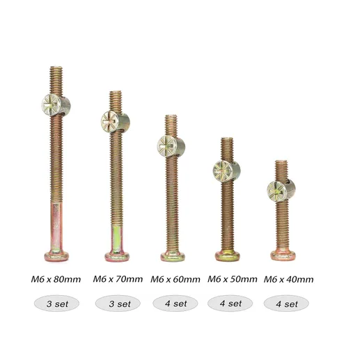 Miniatura 2 de cSeao Kit de repuesto de tornillos de cuna, 18 juegos de tuercas hexagonales M6x40mm/ 1.969 in/ 2.362 in/ 2.756 in/ 3.150 in / 3.150 in Hex Drive