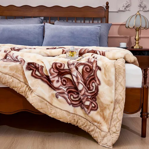 Miniatura 7 de Manta de visón coreano de 55"×75", sedosa, suave y cálida - Manta de cama Raschel reversible de 2 capas para cama individual. (150x200cm-2.5kg).