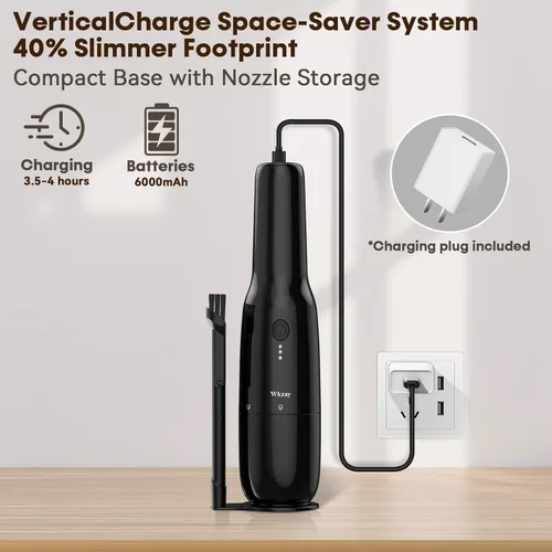 Miniatura 5 de Wkzay Mini aspiradora portátil sin cable: motor sin escobillas, succión fuerte de 16,000 Pa, carga rápida, bajo ruido, ligero y portátil