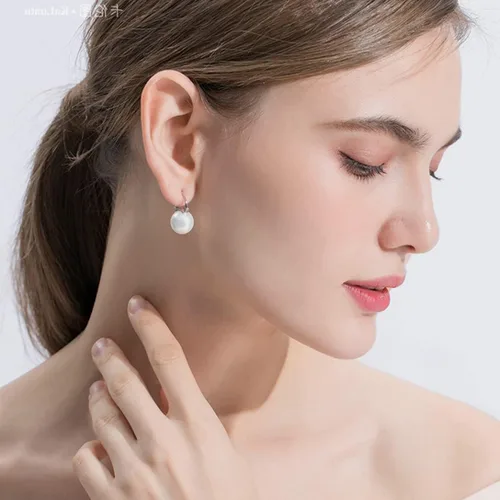 Miniatura 4 de Aretes de perlas para mujer, chapados en oro de 14 quilates, hipoalergénicos, aretes colgantes de circonita cúbica 5A, joyería elegante