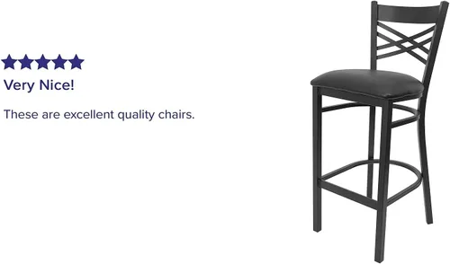 Miniatura 4 de Flash Furniture HERCULES Series Black ''X'' Back Metal Restaurant Barstool - Asiento de vinilo negro Asiento de vinilo negro/marco de metal negro