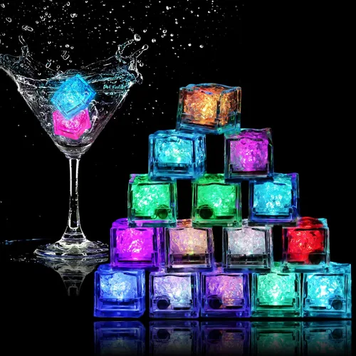 Paquete de 160 cubos de hielo iluminados para bebidas, cubos de hielo LED con luces que cambian de color, activadas por agua, grado alimenticio,