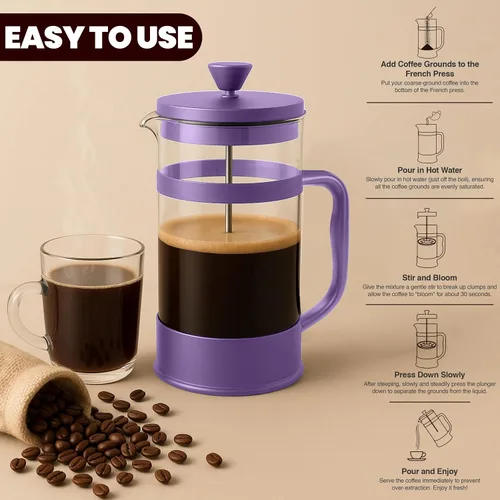 Miniatura 4 de Utopia Kitchen Cafetera de prensa francesa de 12 onzas, 0.35 litros, tetera, prensas de café de viaje, resistente al calor, olla de borosilicato