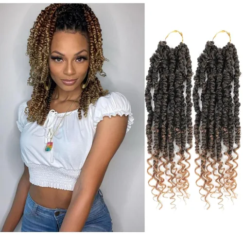 Miniatura 10 de Cabello de ganchillo Passion Twist, cabello Passion Twist pretrenzado, cabello Passion Twist de 10 pulgadas, trenzas de ganchillo cortas Passion