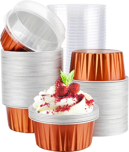 Miniatura 33 de EUSOAR Forros para cupcakes para hornear, 50 forros para magdalenas de 5 onzas, moldes de papel de aluminio desechables, recipientes de postre, 5