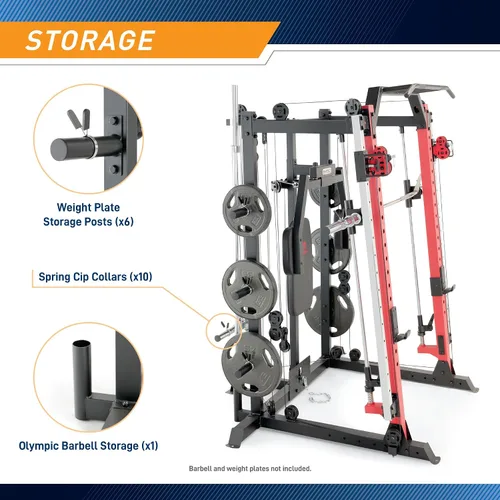 Miniatura 3 de Marcy Smith Machine Cage System Home Gym - Estante multifunción para gimnasio en casa, estación de entrenamiento personalizable