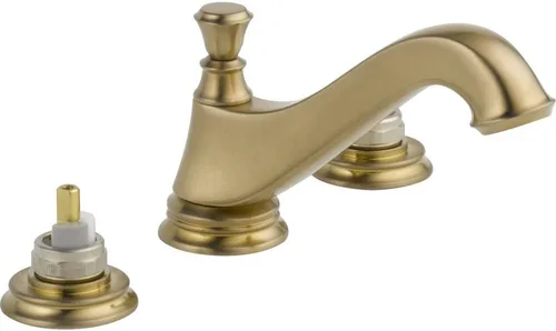 Delta Faucet 3595LF-CZMPU-LHP Cassidy - Baño generalizado de dos manijas de arco bajo con drenaje desplegable de metal y sin asas, bronce champán,