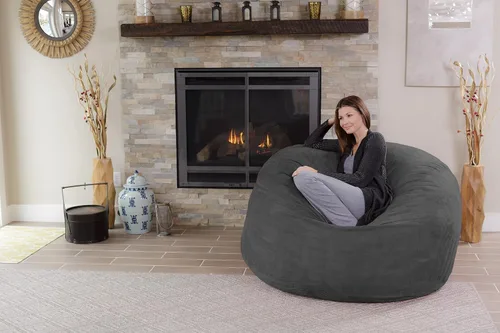 Miniatura 2 de Silla Chill Sack Bean Bag: muebles de espuma de memoria gigante y una tumbona grande. Gran sofá con gran cubierta de gamuza suave resistente al