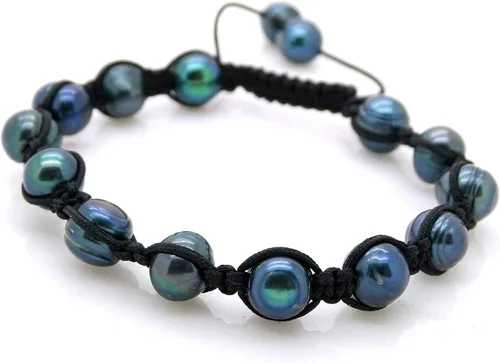 Miniatura 8 de Pulsera ajustable de perlas de pavo real negro para hombres y mujeres, regalo único