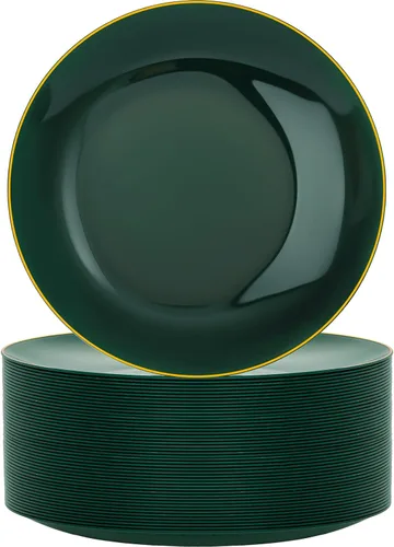 Miniatura 14 de Nervure - Juego de 100 platos de plástico desechables negros de 7.5 pulgadas, platos de postre negros desechables, platos de plástico dorado