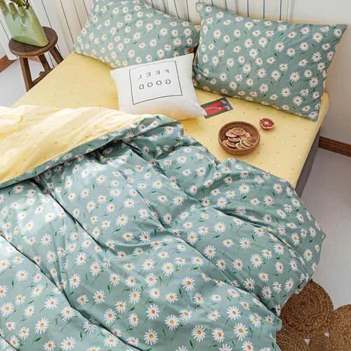 Miniatura 46 de HighBuy Juego de funda de edredón vintage con volantes y estampado de rayas francesas, 100% algodón con cierre de cremallera, juego de ropa de cama