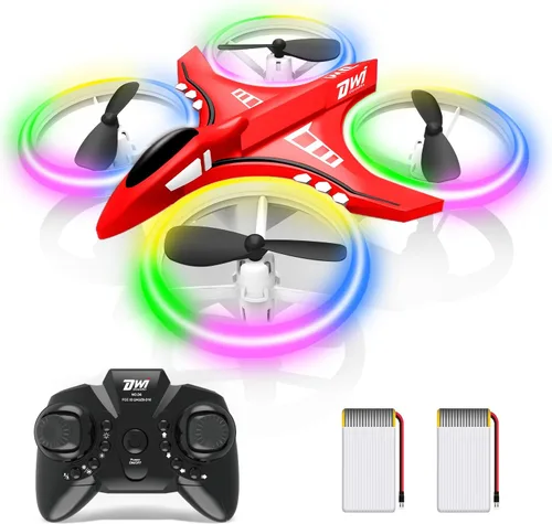 Miniatura 8 de Dwi Dowellin Mini Dron de 4.9 Pulgadas para Niños Luces LED Nocturnas Despegue Aterrizaje y Volteretas con Una Tecla RC Control Remoto Pequeños Azul