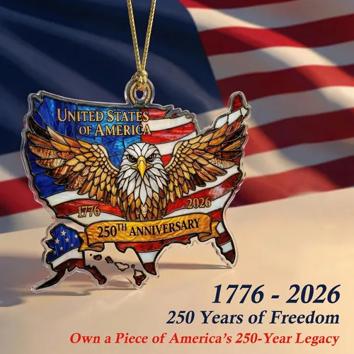 Miniatura 5 de Adorno de 250 aniversario de Estados Unidos – Adorno acrílico de bandera estadounidense – Mercancía de Estados Unidos 250 – Decoraciones del 4