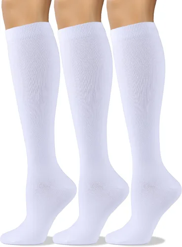 Miniatura 13 de COTTON DAY Calcetines de algodón peinado suave para mujer, largos hasta la pantorrilla, con puntera sin costuras, negro, blanco, gris, azul marino