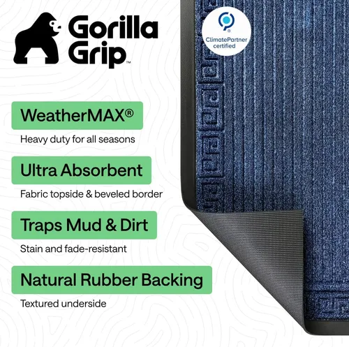 Miniatura 2 de Gorilla Grip - Tapete WeatherMax impermeable, 72 x 24 pulgadas, goma natural, resistente a las manchas y a la decoloración, para interiores y Cayos