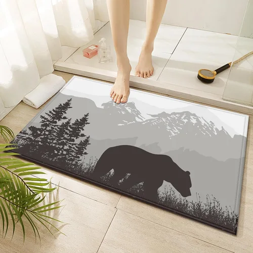 Miniatura 12 de Tapete de baño de mármol blanco y negro, antideslizante, lavable, de secado rápido, para entrada, interior y exterior, lavandería, 17 x 30 pulgadas