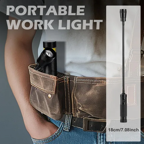 Miniatura 5 de Favorlite - Luz de trabajo magnética de 500 lúmenes, linterna de cuello de cisne con zoom, cuello flexible de 11 pulgadas, cabeza delgada de 1.14