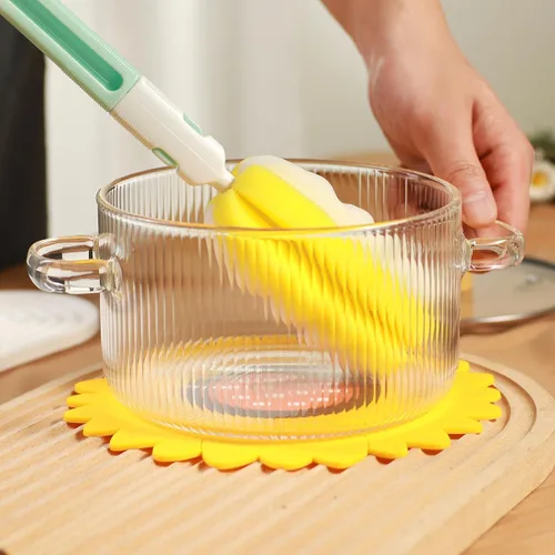 Miniatura 5 de Olla de Cocina de Vidrio Transparente con Tapa y Cepillo para Estufa - 1.5L (51oz) Olla de Vidrio Borosilicato con Cubierta - Juego de Olla