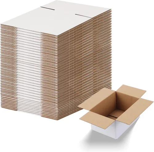 Miniatura 29 de Calenzana Juego de 40 Cajas de Envío 8x6x6, Caja de Cartón Corrugado Blanco para Envío, Embalaje de Regalos, Pequeña Empresa
