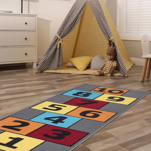 Miniatura 8 de Ottomanson Children's Collection - Alfombra de jardín, 2 pies, 7 pulgadas x 6 pies, color gris