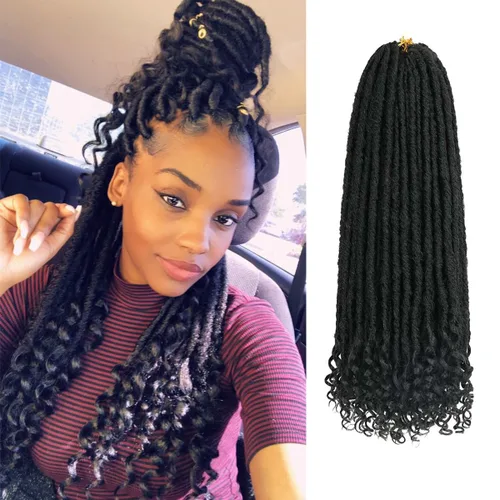 Miniatura 10 de 6 paquetes de cabello de ganchillo Goddess Locs, locs falsos rectos de 12 pulgadas para ganchillo, extensiones de cabello sintético suave rizado