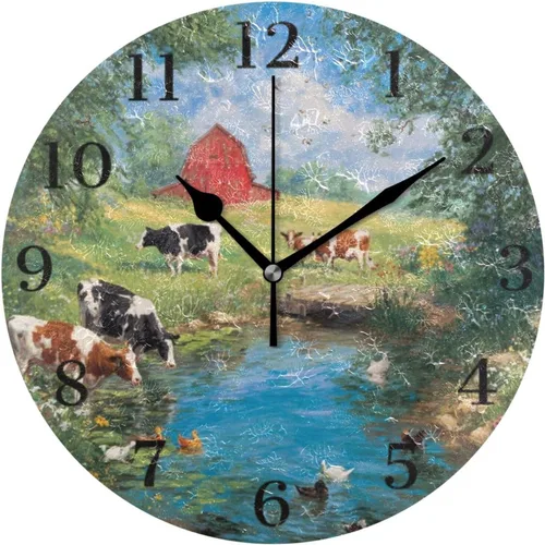 Miniatura 27 de Reloj de pared de amapola de maíz con flores azules, silencioso, sin tictac, funciona con pilas, 9.5 pulgadas para cocina, hogar, sala de estar