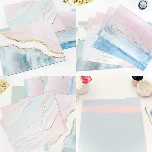 Miniatura 5 de bloom daily planners Carpetas decorativas para archivos, juego de seis organizadores de tamaño carta (8.5 x 11 pulgadas), pestañas de corte de 1/3