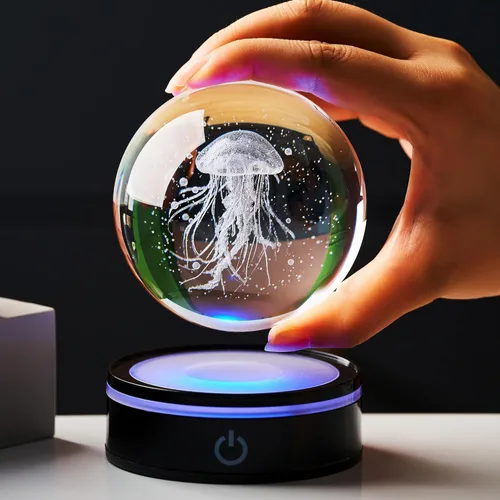 Miniatura 4 de Decoración de medusas de bola de cristal 3D, regalo para hombres y mujeres: luz nocturna de biología oceánica, regalos para hija/hijo, cumpleaños