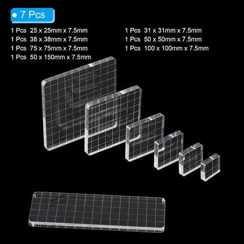 Miniatura 3 de PATIKIL Bloque de sello acrílico, paquete de 7 bloques de estampado transparentes con líneas de cuadrícula, bloques de montaje decorativos, juego