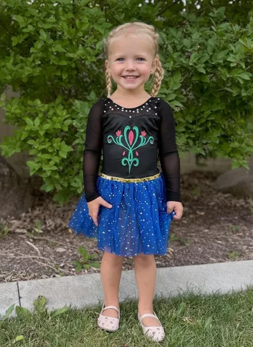 Miniatura 107 de EQSJIU Leotardo de baile de manga larga para niñas, vestido de ballet brillante con copo de nieve, tutú con falda tutú para niñas
