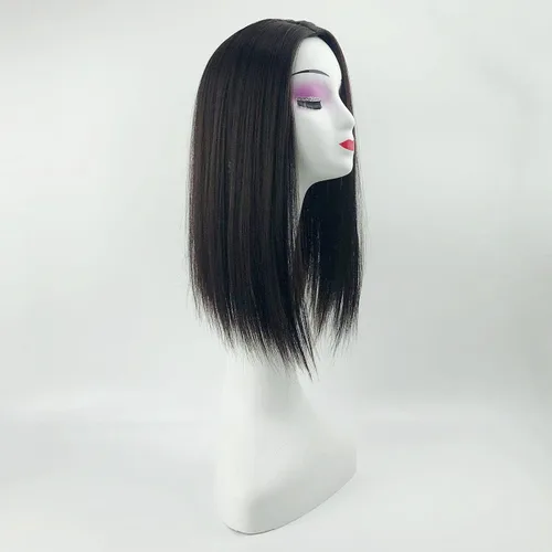 Miniatura 3 de YYDS Mezcla natural Snythetic, para mujer, pérdida de cabello, parte derecha, de seda, con clip (12# marrón cálido)