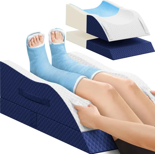TranquilRelax Almohadas de elevación para pierna después de la cirugía, almohada de cuña ajustable de espuma viscoelástica para lesiones o descanso,