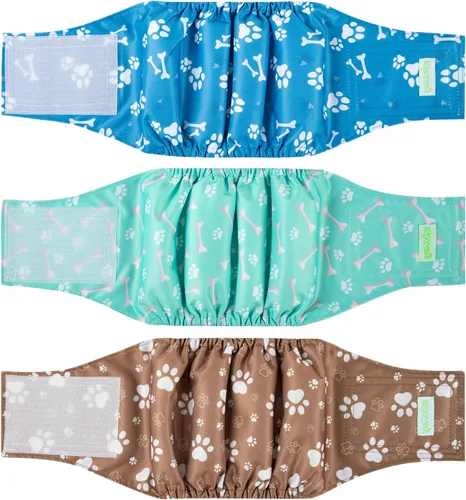Miniatura 29 de wegreeco Pañales lavables para perros machos, paquete de 3 (ballena, talla L)