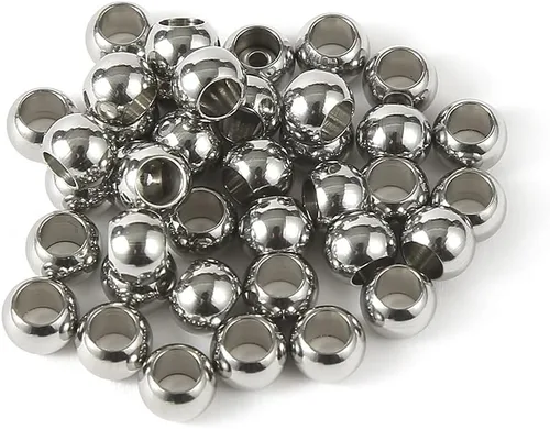 Miniatura 8 de 60 cuentas espaciadoras redondas de acero inoxidable chapadas en oro de 0.079 pulgadas con agujero de 0.079 pulgadas, cuentas sueltas sin costuras