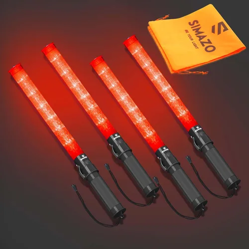 Miniatura 11 de 2 Piezas Varitas de Tráfico de Señalización de 21 Pulgadas con 3 Modos Intermitentes y 6 Luces LED, Bastón de Seguridad de Tráfico con Clip Lateral