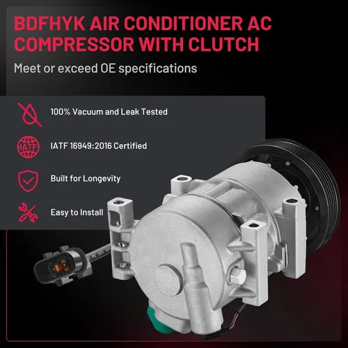 Miniatura 3 de BDFHYK 178324 Compresor de aire acondicionado con embrague compatible con Hyundai Accent 2012 2013 2014 2015 2016 2017 L4 1.6L, compatible con Kia