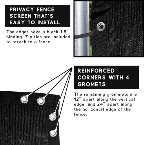Miniatura 4 de ASTEROUTDOOR - Pantalla de privacidad para balcón y valla de 6 x 50 pies, 90% de clasificación de sombra, tela de polietileno negro de 6.00 oz/m²
