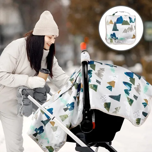 Miniatura 7 de Funda de asiento de coche para bebé, toldo para asiento de automóvil para niños, cubierta Minky acogedora y cálida, funda para portabebés