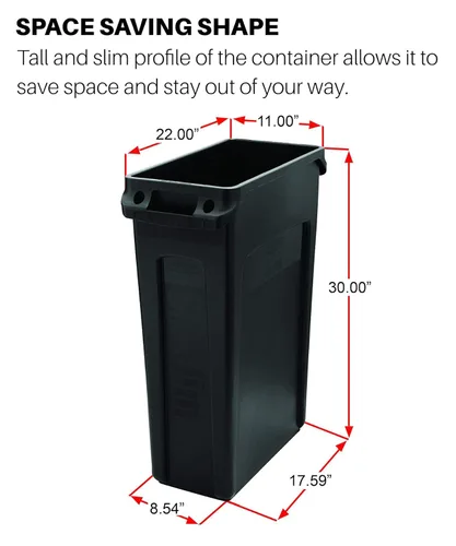 Miniatura 6 de Rubbermaid Commercial Products Slim Jim - Bote de basura con canales de ventilación, 23 galones, azul, para cocina, oficina, espacio de trabajo