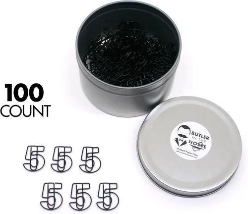 Miniatura 30 de Butler in the Home Elige tu letra favorita del alfabeto de la A a la Z o números del 0 al 9, 100 clips de papel de color negro para iniciales