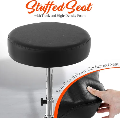 Miniatura 3 de Pyle Taburete de tambor ajustable, portátil con patas de trípode de doble apoyo, asiento acolchado de espuma, perfecto para uso en el escenario