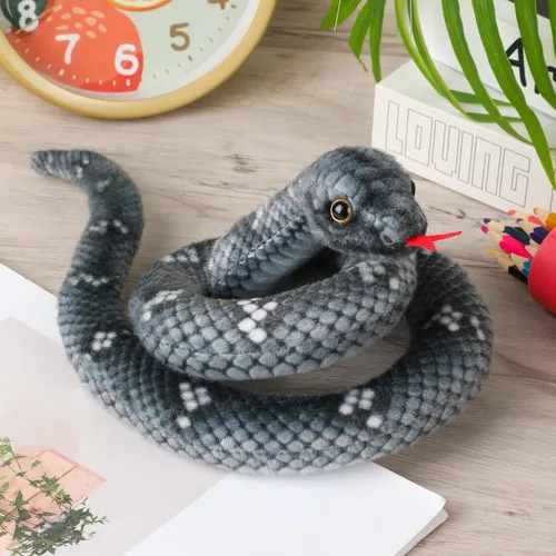 Miniatura 2 de Peluche de serpiente, animal de serpiente de peluche, serpientes de juguete pequeñas de 27 pulgadas para niños, animales de peluche gigantes, Negro
