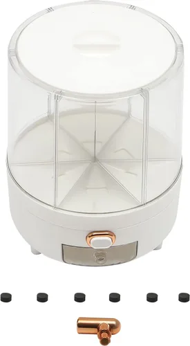 Miniatura 4 de Dispensador de arroz de 15 libras, PET, dispensador de alimentos secos giratorio de 360°, contenedor de almacenamiento de granos de cocina con 6