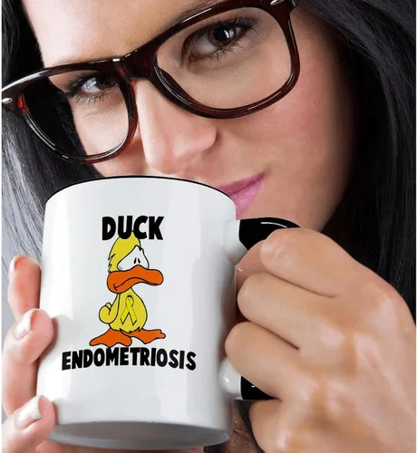 Miniatura 2 de 3dRose Duck Endometriosis Awareness Ribbon Cause Design 15oz Two-Tone Black Mug