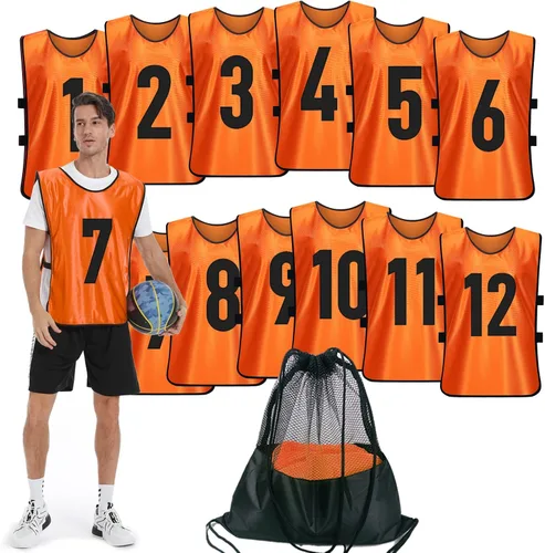 Miniatura 7 de Scrimmage - Chaleco de entrenamiento (12 unidades) para deportes de equipo, camisetas para adultos y jóvenes, baberos de fútbol, camisetas