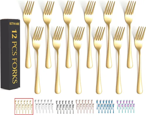 Miniatura 8 de Juego de 12 tenedores de cubiertos negros, tenedores de acero inoxidable, cubiertos de cocina para restaurante, hogar y cocina, vajilla esencial