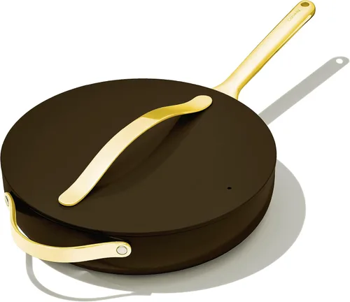 Caraway Sartén Salteadora Antiadherente de Cerámica con Tapa (4.5 cuartos de galón, 11.8 pulgadas), no tóxica, sin PTFE ni PFOA, apta para horno y