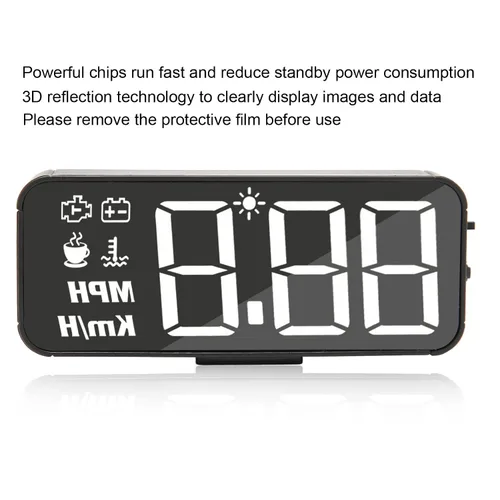 Miniatura 6 de Coche HUD Display Remaining Recordatorio Brillo Ajustable Multifunción Temperatura Voltímetro Digital Velocímetro para Coche OBD II 2008